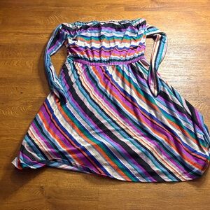 Xhilaration Colorful Striped Strapless Dress